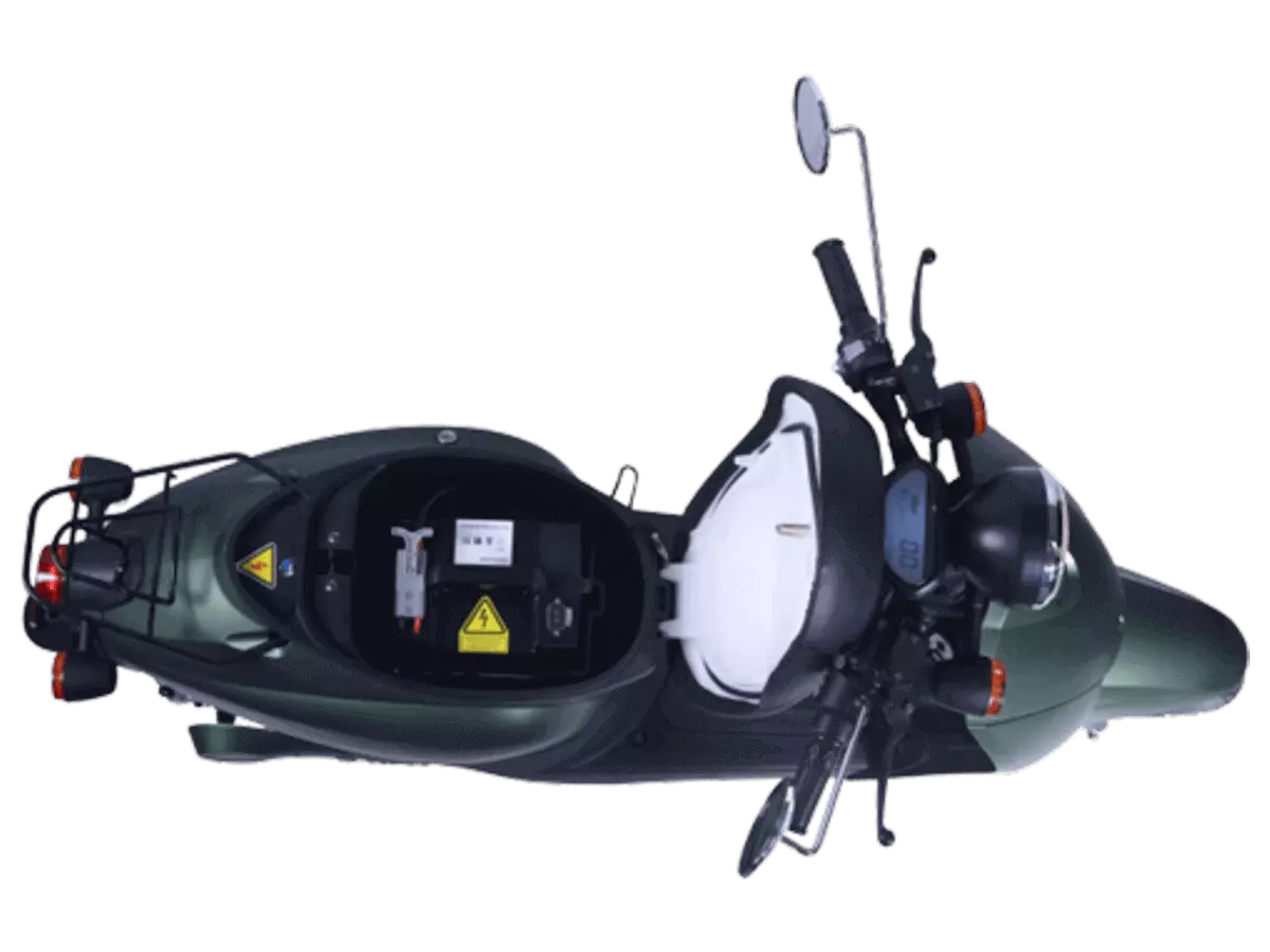 Električni skuter E2go, zelene boje, pogled odozgo Električni skuter E2go, zelene boje, pogled odozgo