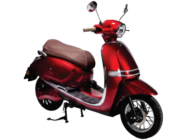 Električni skuter Pusa, crvene boje, desni poluprofil